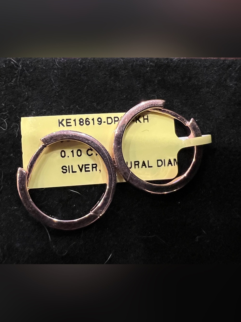 Rose Gold over 925 SS Natural White Diamond Small Hoop Earrings, 0.10 Cts